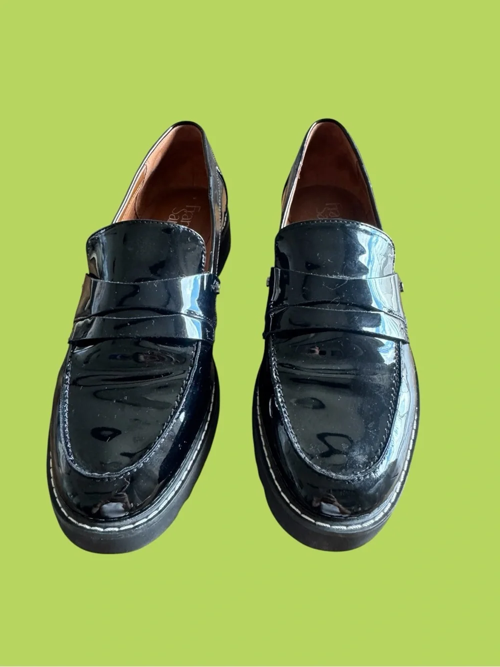 Franco Sarto Black Patent Leather Women's Loafers